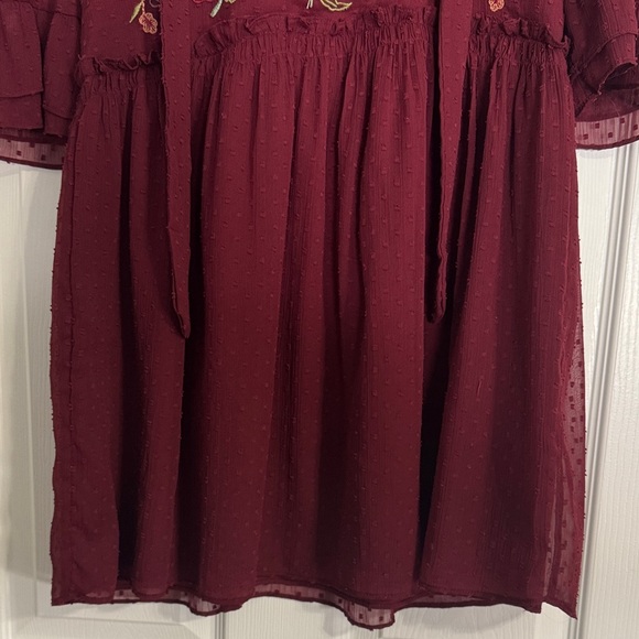 Zara Maroon dress size Small with embroidered floral pattern - Picture 11 of 12